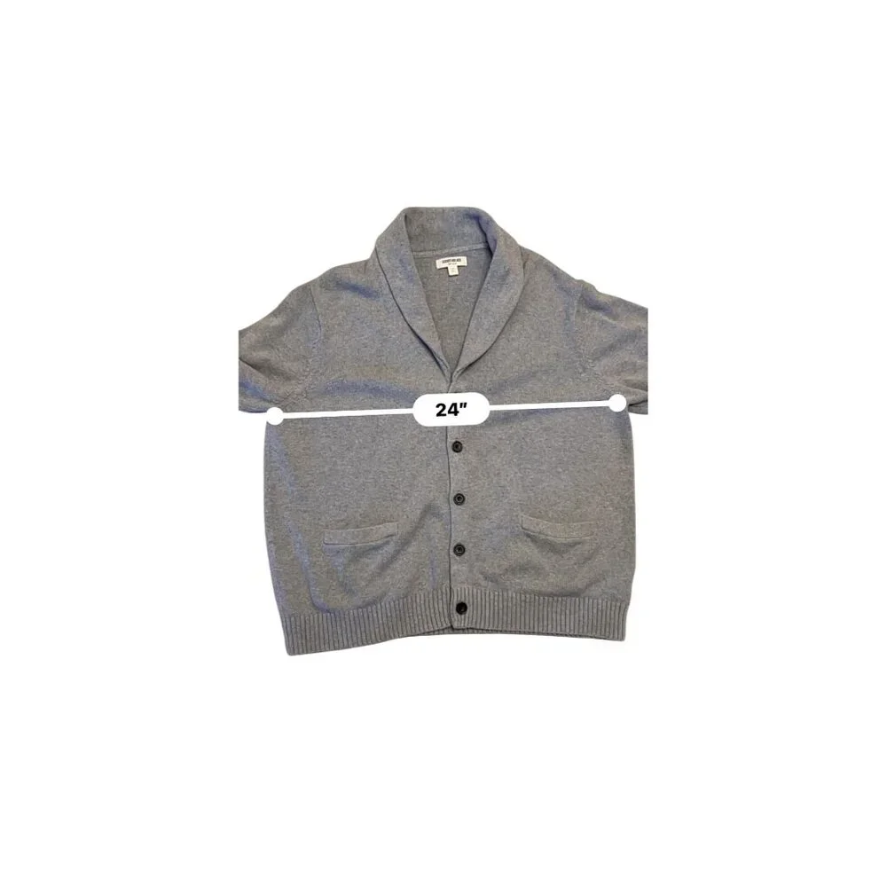 Goodthreads Men's XXXL 100% Cotton Shawl Collar Cardigan Sweater Gray Knit‎